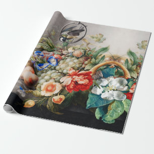 FRUKT, BLOMMOR, DRUVOR, PEACHER OCH LITE FÅGLAR PRESENTPAPPER