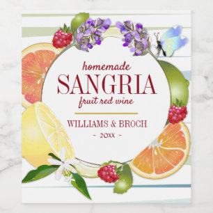 Frukt Citrus Sangria Bröllop Vinflaska Etikett