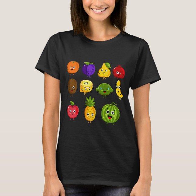 Frukt Collage Fruit Vegetables T Shirt (Framsida)