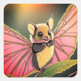 Frukt fladdermus baby fyrkantigt klistermärke