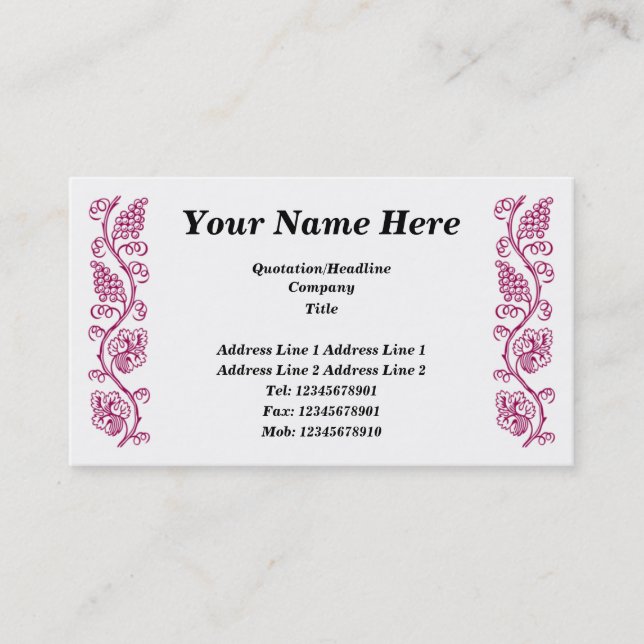 Frukt från vinet - "Röda Vin" Visitkort (Framsida)