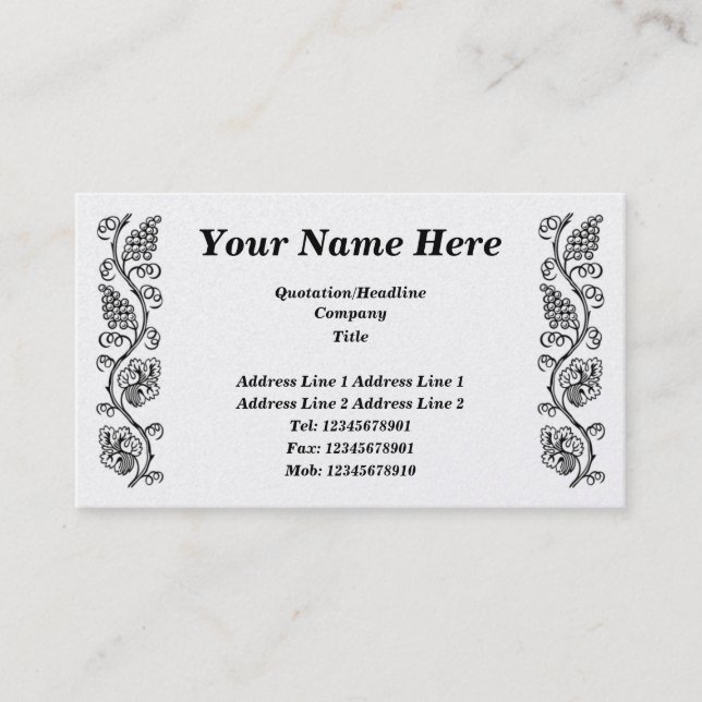 Frukt från vinet visitkort (Framsida)