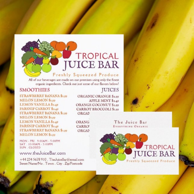 Frukt & Grönsaker, Juice Bar Reklam Reklamblad (Skapare uppladdad)