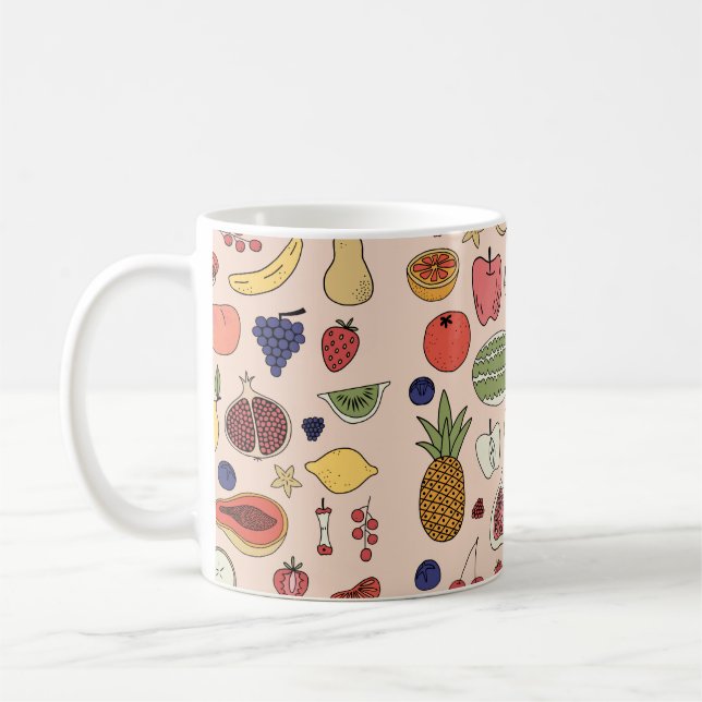 Frukt hand plockade mönster kaffemugg (Vänster)