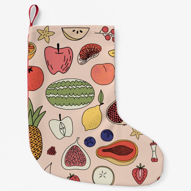 Frukt hand plockade mönster liten julstrumpa (Framsidan)