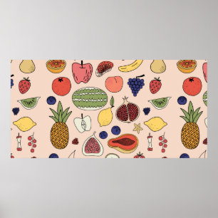 Frukt hand plockade mönster poster