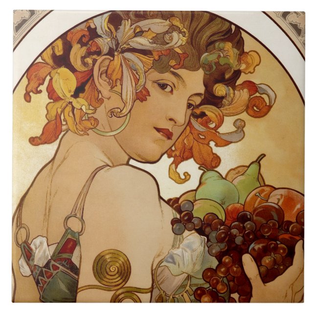 Frukt - Hösten 1897 Kakelplatta (Framsidan)