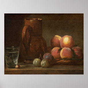 Frukt, jug och glas - Jean-Siméon Chardin Fine Art Poster