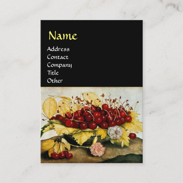 FRUKT/KRYR OCH KARNATIONER AV SEASON VISITKORT (Framsida)