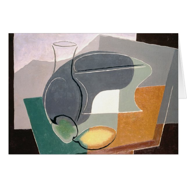 Frukt-maträtt och karaff, 1927 hälsningskort (Framsidan Horizontal)
