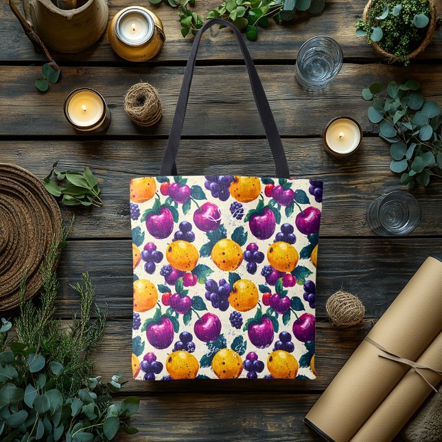 Frukt med druvor, äpplen och Orangar Tygkasse (Skapare uppladdad)