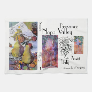 "Frukt med exponeringsglas av vin ", Kökshandduk