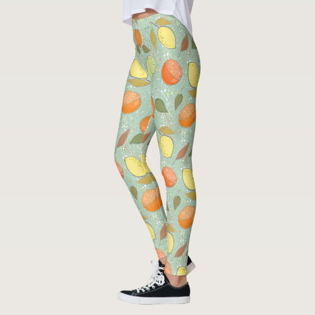 Frukt mönster med citroner, orangar leggings (Vänster)