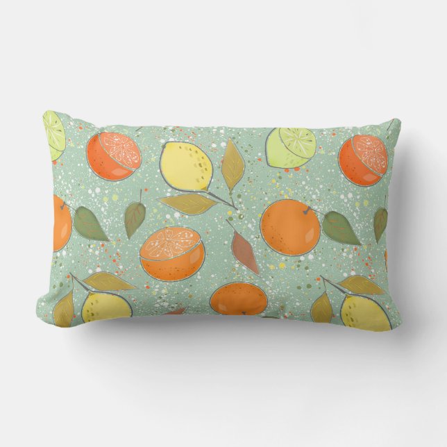 Frukt mönster med citroner, orangar lumbarkudde (Framsida)