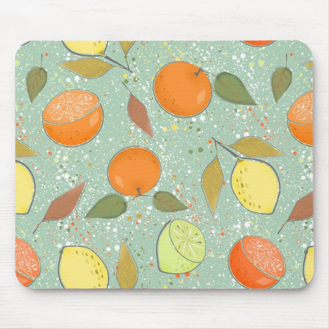 Frukt mönster med citroner, orangar musmatta (Framsidan)