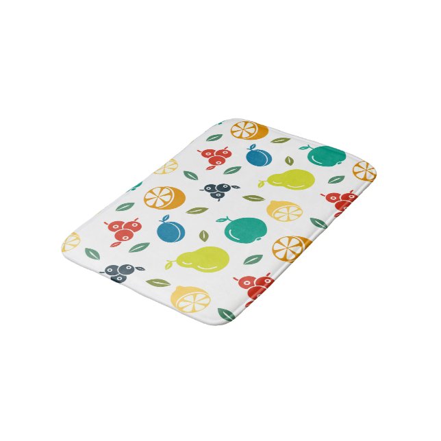 Frukt Mönster, plommon, Orange, citron, päron, äpp Badrumsmatta (Vinklad)