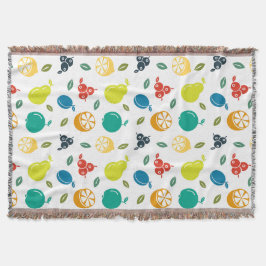 Frukt Mönster, plommon, Orange, citron, päron, äpp Filt