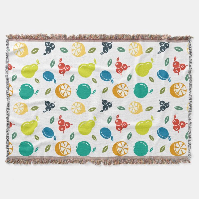 Frukt Mönster, plommon, Orange, citron, päron, äpp Filt (Framsidan)