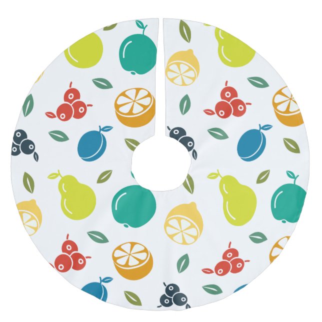 Frukt Mönster, plommon, Orange, citron, päron, äpp Julgransmatta Borstad Polyester (Framsidan)