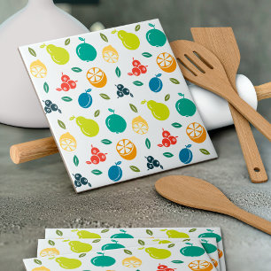 Frukt Mönster, plommon, Orange, citron, päron, äpp Kakelplatta