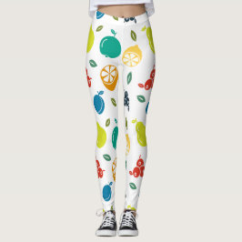Frukt Mönster, plommon, Orange, citron, päron, äpp Leggings