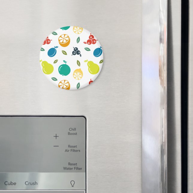 Frukt Mönster, plommon, Orange, citron, päron, äpp Magnet (In Situ (Fridge))