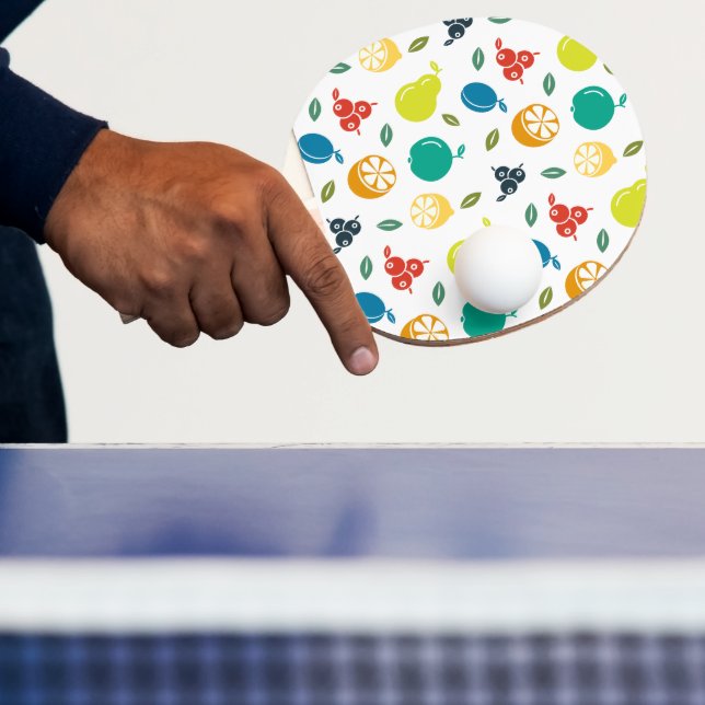 Frukt Mönster, plommon, Orange, citron, päron, äpp Pingisracket (Insitu)