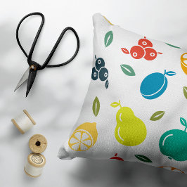 Frukt Mönster, plommon, Orange, citron, päron, äpp Prydnadskudde