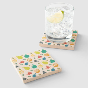 Frukt Mönster, plommon, Orange, citron, päron, äpp Stenunderlägg