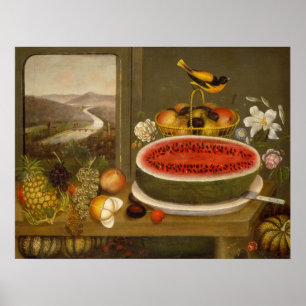 Frukt och Baltimore Oriole - Wagguno Fine Art Post Poster