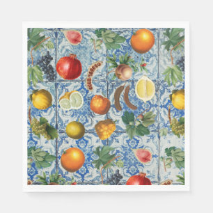 Frukt och blåvit mosaik i Medelhavet Pappersservett