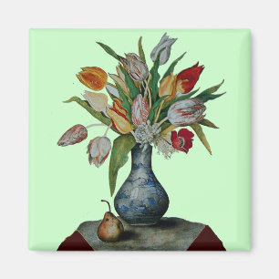 FRUKT OCH BLOMMOR AV SJÖFODER - TULIPS I BLUE VAS MAGNET