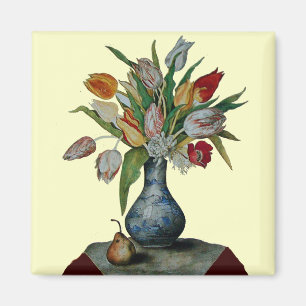 FRUKT OCH BLOMMOR AV SJÖSS - TULIPS I BLUE VAS MAGNET
