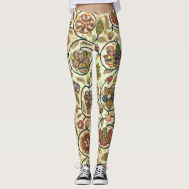 Frukt och blommor från besättningsarbete leggings