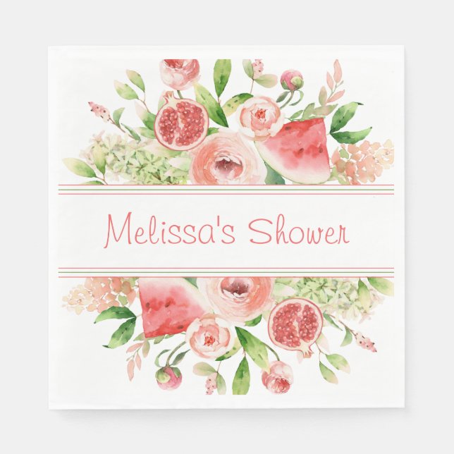 Frukt och blommor Vattenfärg Party Pappersservett (Framsidan)