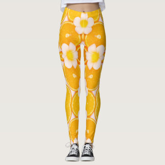 Frukt- och blomstermodern trendig konst leggings