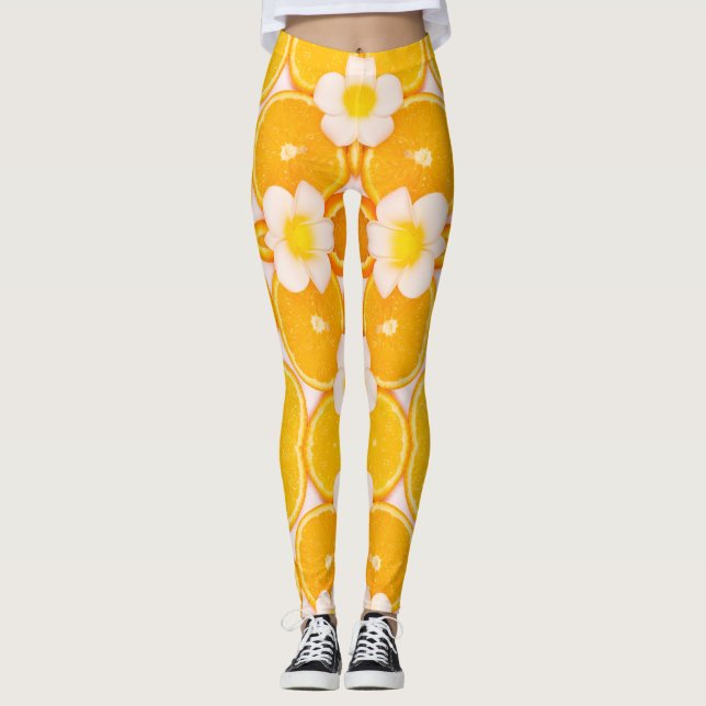 Frukt- och blomstermodern trendig konst leggings (Framsida)