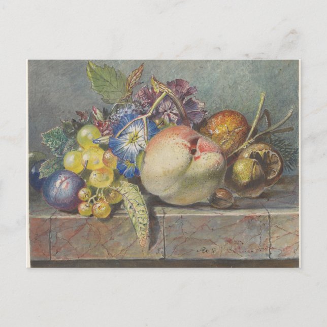 Frukt- och blomsterstilleben (1824 - 1900)  vykort (Framsida)