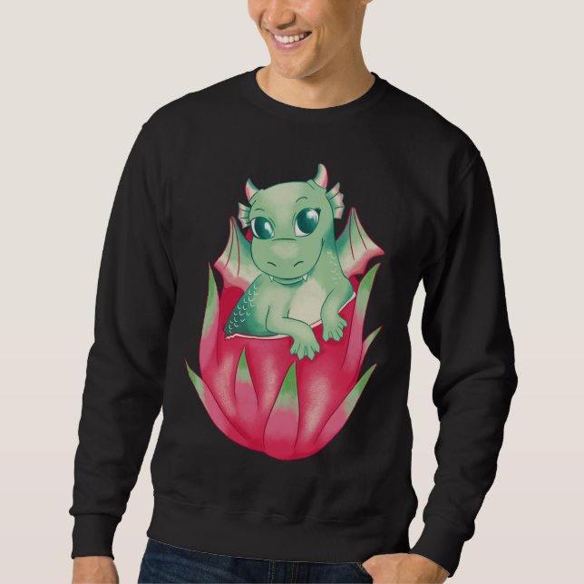 Frukt och drake Baby Cute Mythological Fantasy Lång Ärmad Tröja (Framsida)