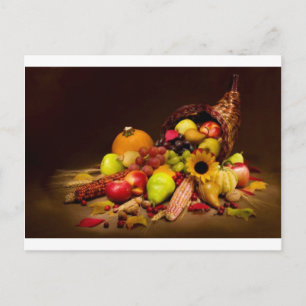 frukt och gourd cornucopia vykort