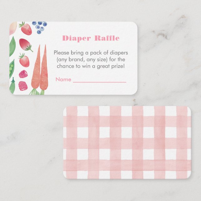 Frukt och grönsaker Babykläder, dykare Raffle Tilläggskort (Fram/baksida)