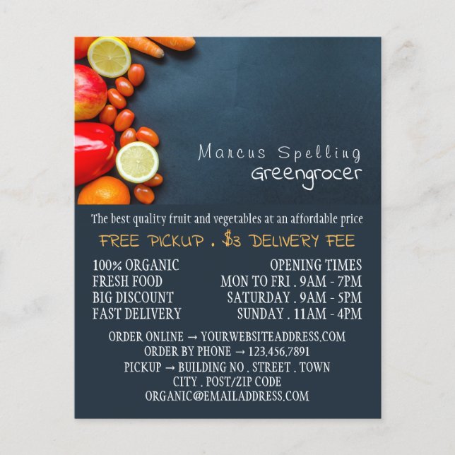 Frukt och grönsaker, Greengrocer-reklam Flygblad (Framsidan)
