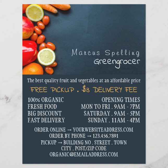 Frukt och grönsaker, Greengrocer-reklam Reklamblad (Framsidan)