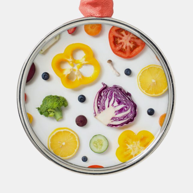 Frukt och grönsaker julgransprydnad metall (Framsidan)