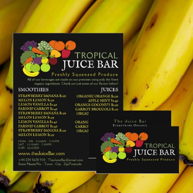 Frukt och grönsaker, reklam för Juice Pub Flygblad (Skapare uppladdad)