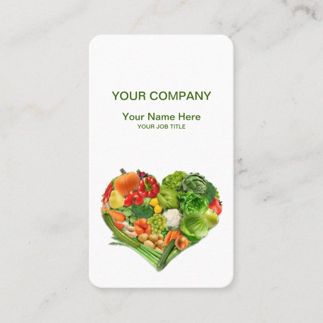 Frukt- och grönsakhjärtaaffär visitkort (Framsida)