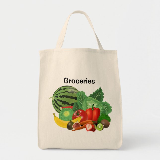 Frukt Och Grönsaks Matvaror Tygkasse (Framsidan)