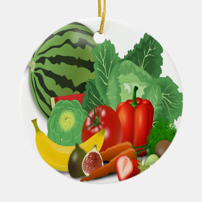 frukt- och grönsakskronärtbanan julgransprydnad keramik (Framsidan)