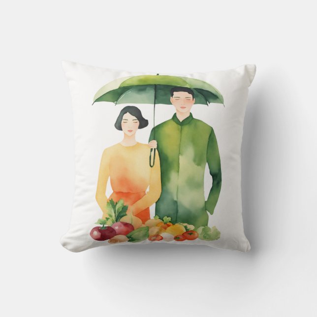 frukt- och grönsaksshoppare kudde (Framsida)