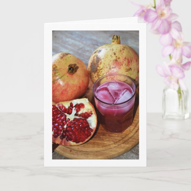 Frukt och juice av granatäpple och Porträtt Kort (Orkide)